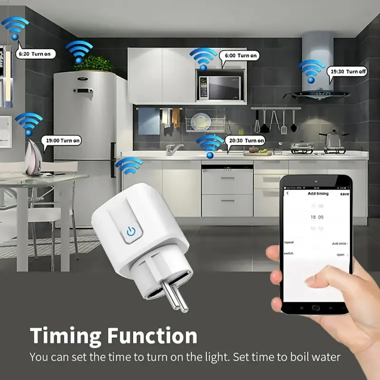 Remote-controlled smart plug via Smart Life or Tuya app