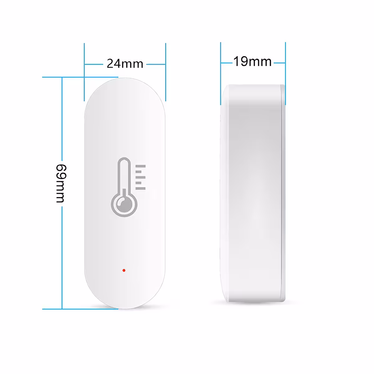 Compact and efficient device for measuring ambient temperature and humidity