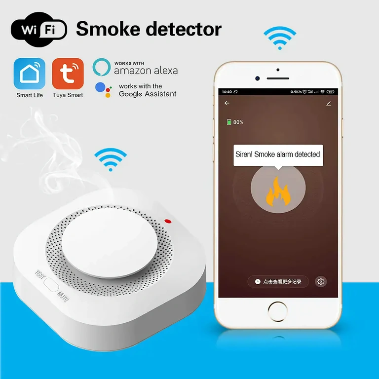 Smart smoke detector for home Smart smoke sensor with mobile notifications