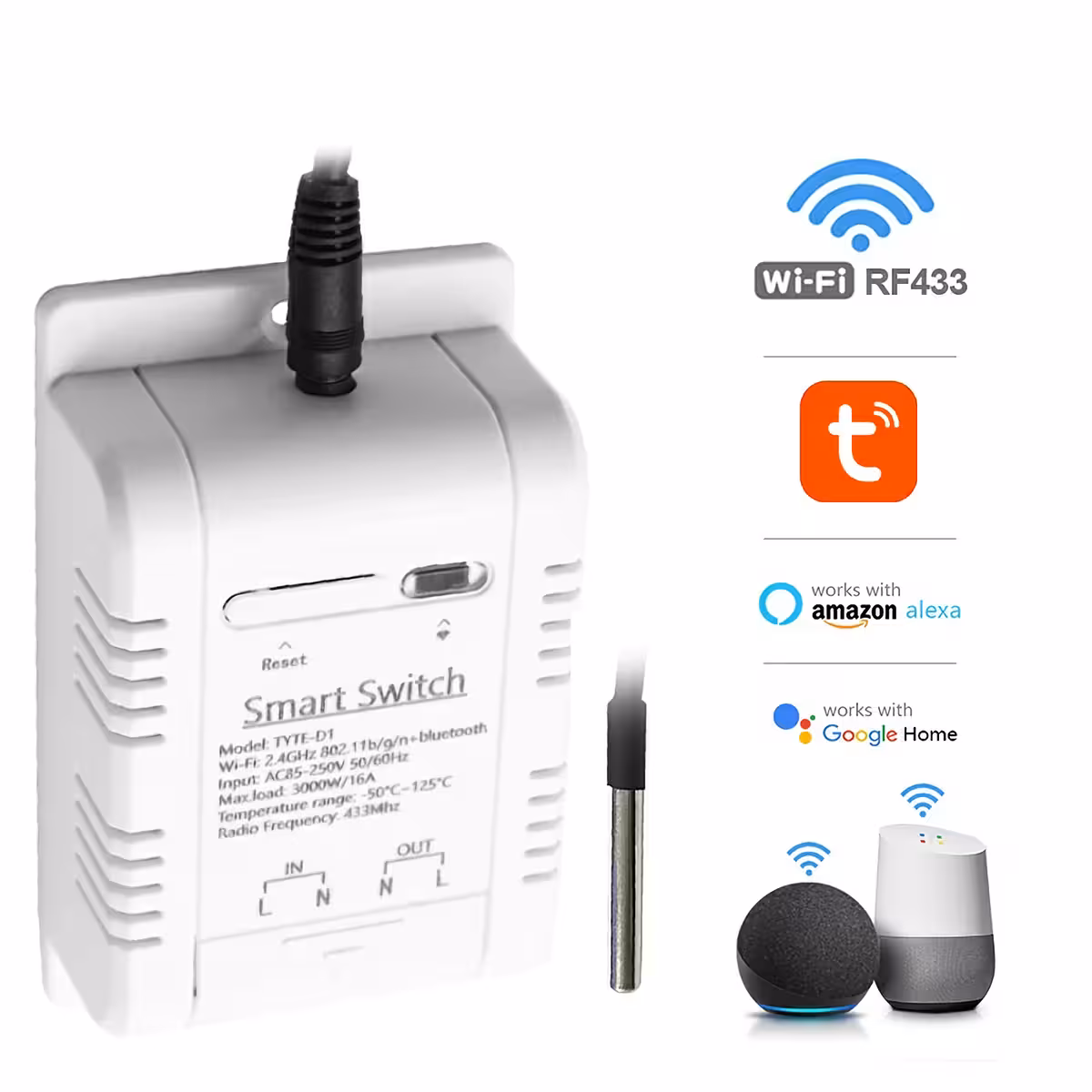 Wireless smart thermostat with temperature sensor for home control