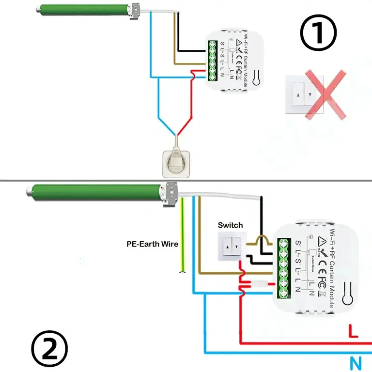 Example image showing installation of smart curtain controller