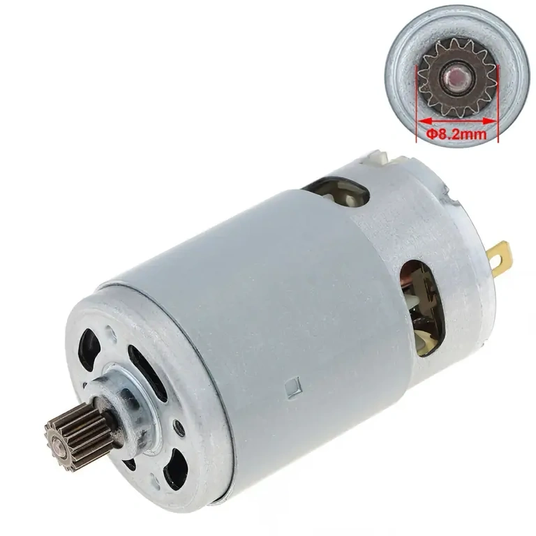 14-tooth gear – RS550 GRS550VC Detail of GRS550VC motor pinion with 14 teeth
