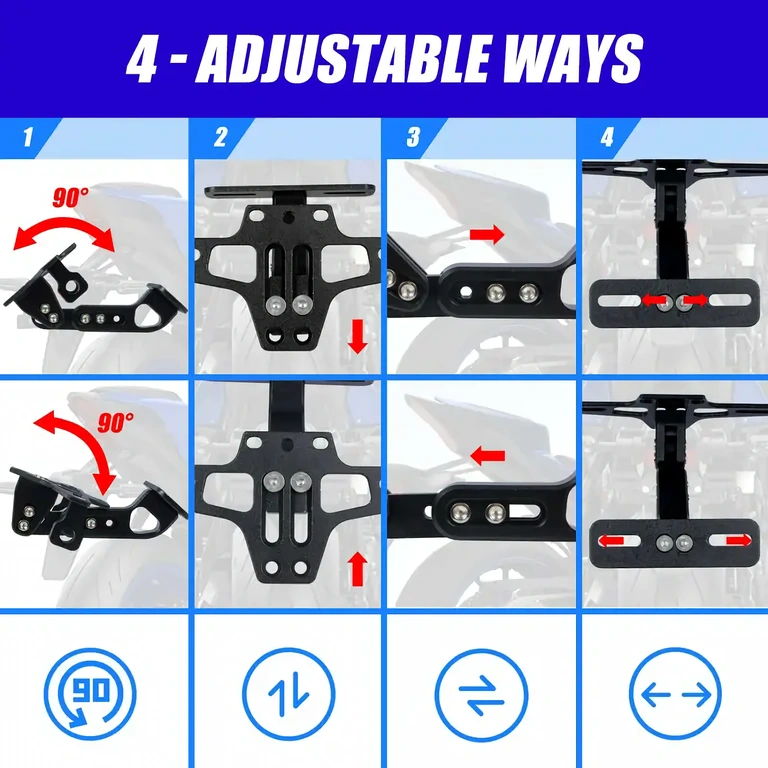 Adjustable universal mount for motorcycle license plate