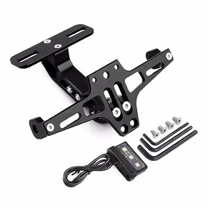 Folding Motorcycle License Plate Holder with LED – Universal Sport