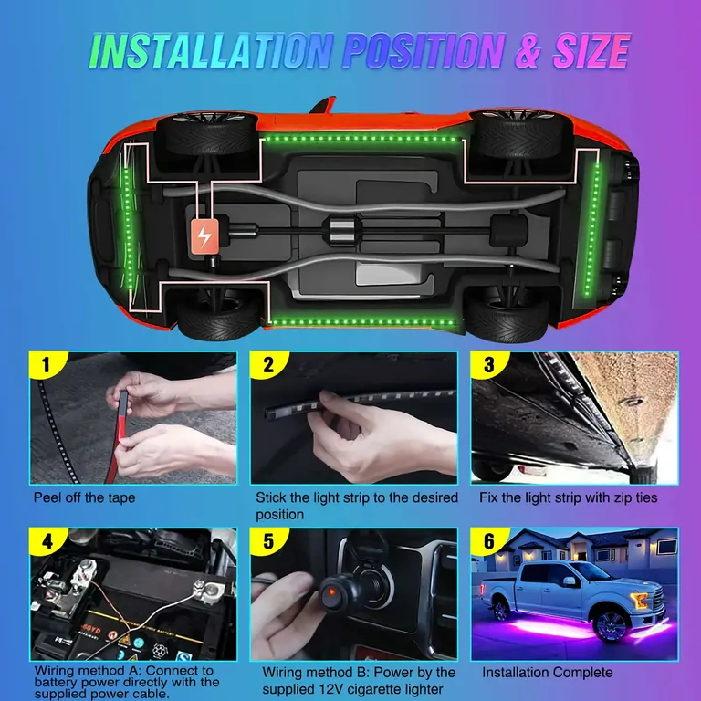 Installation process for car underbody LED strips