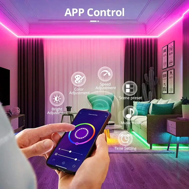 LED controller synchronized with music, perfect for parties and vibrant atmosphere