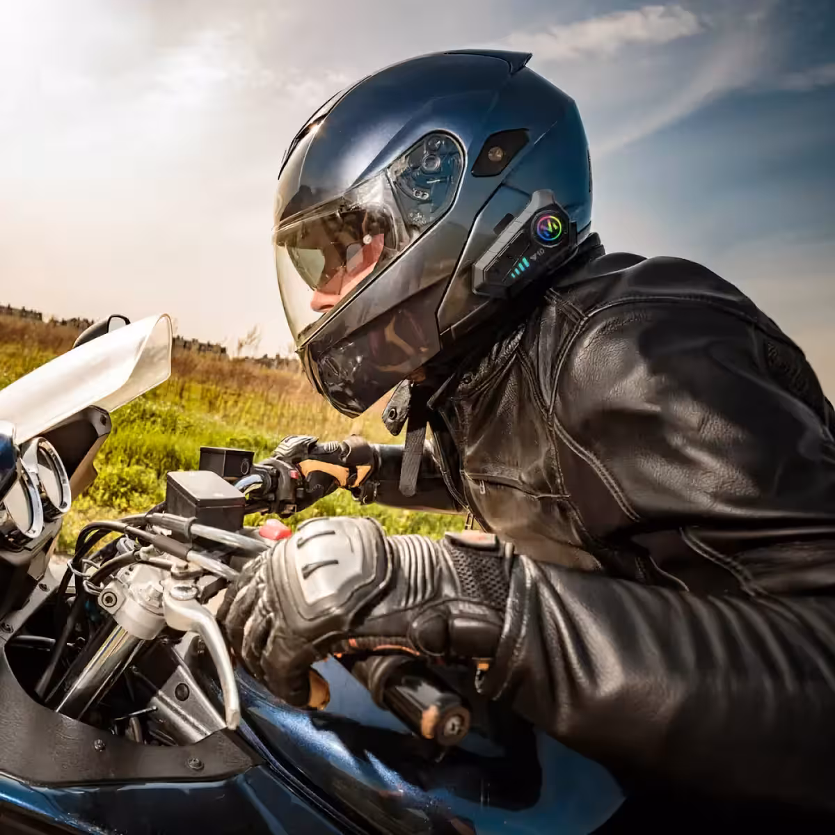 Wireless communication device for motorcycle helmets