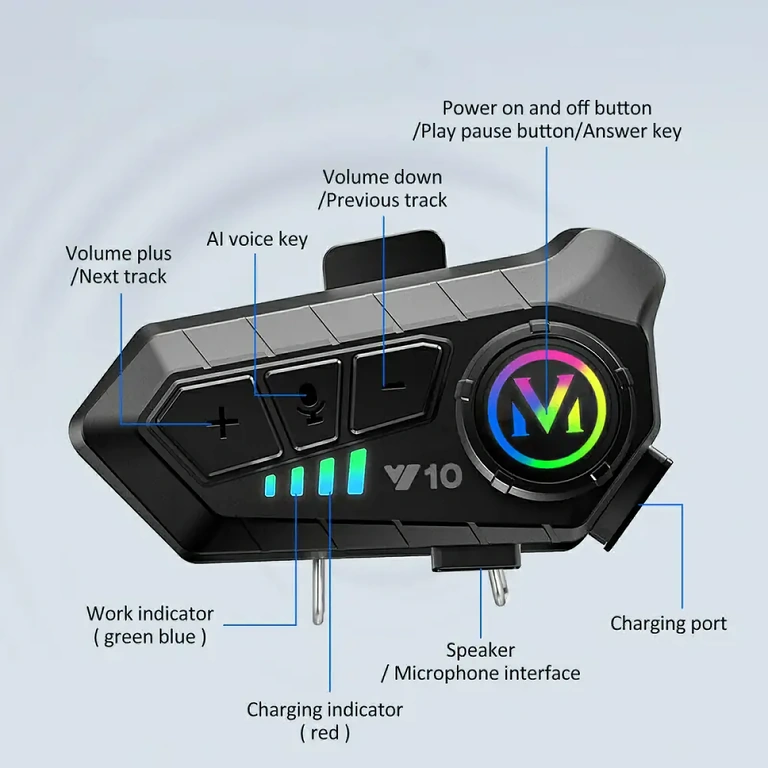 Voice Assistant Button on Motorcycle Intercom Button for voice assistant activation on helmet intercom