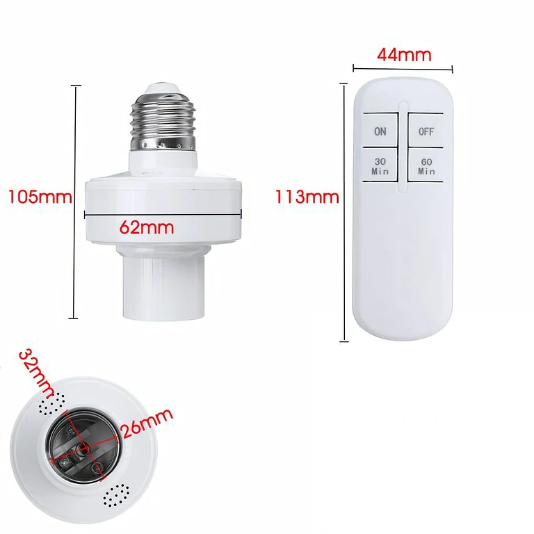 E27 socket with remote, ideal for indoor lighting