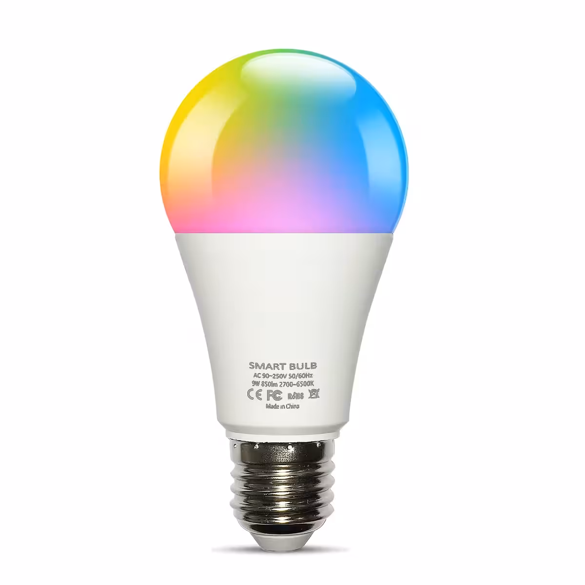RGB LED bulb with brightness adjustment and color change via app