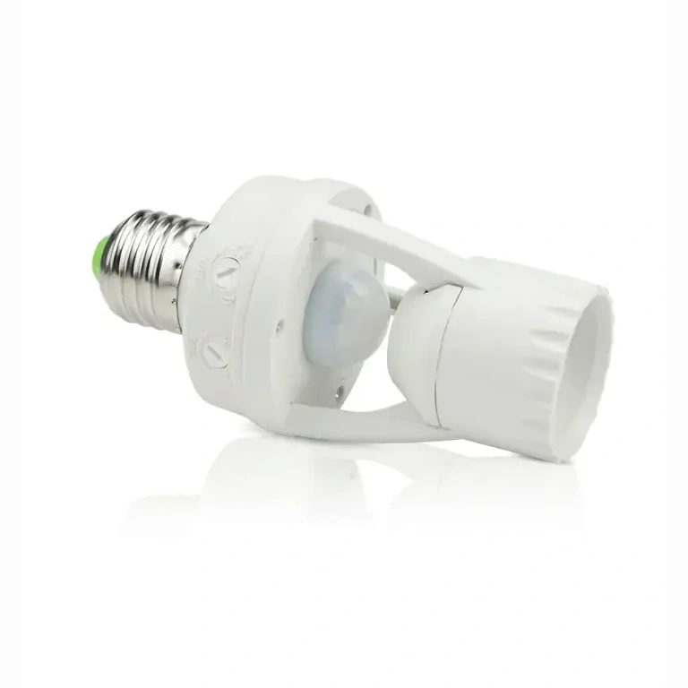 Motion-Activated and Dusk Sensor Lamp Holder Socket with automatic activation by motion and ambient light adjustment