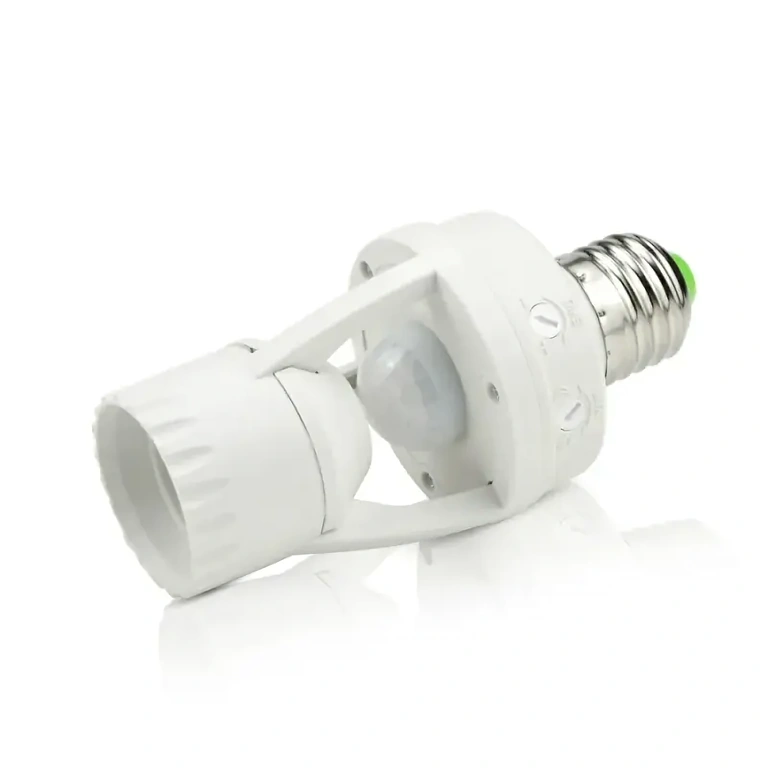 Motion Sensor Lamp Holder for E27 Bulb Socket with PIR motion sensor mountable instead of a regular bulb