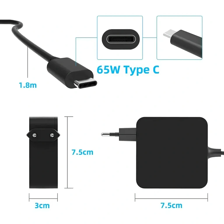 USB-C Charger Compatible with Dell, Lenovo USB-C laptop charger for Dell, Lenovo, Asus, HP