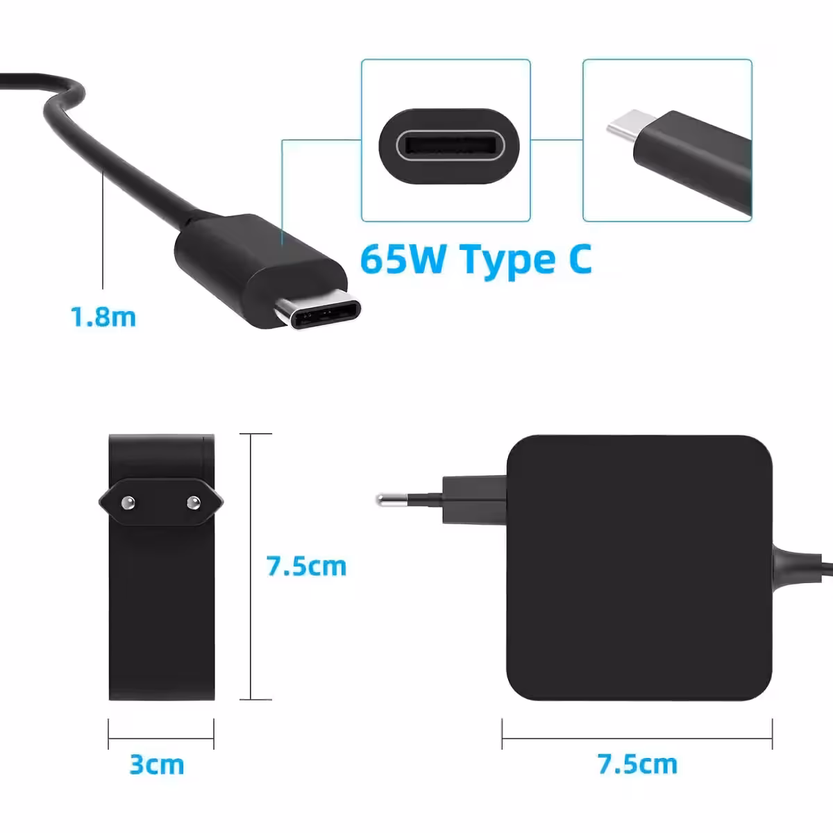 USB-C laptop charger for Dell, Lenovo, Asus, HP