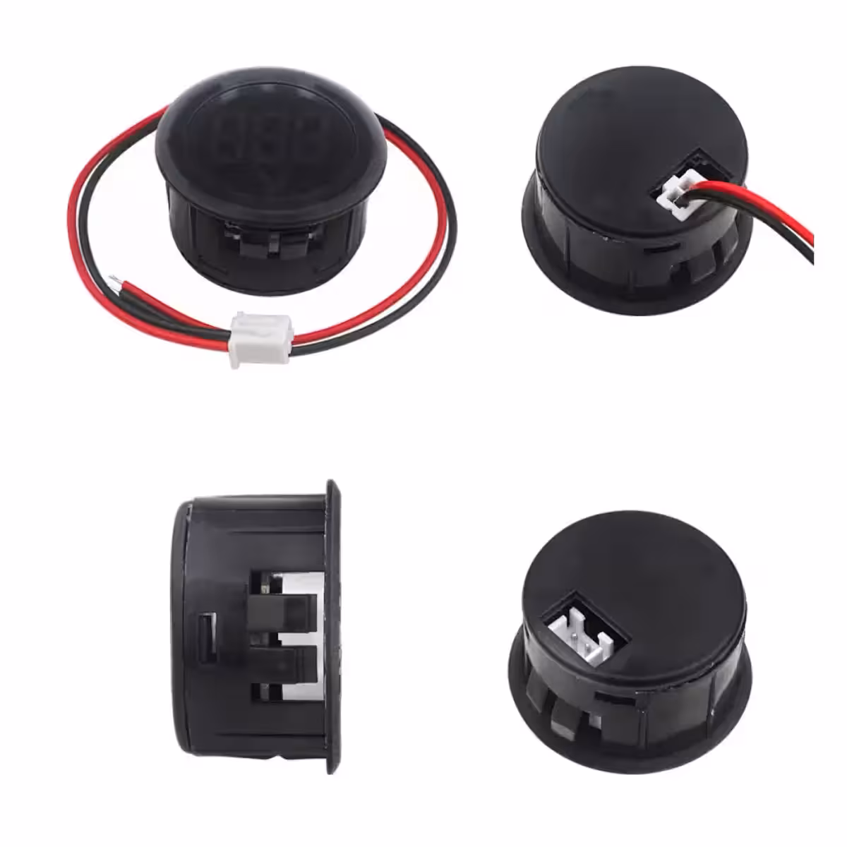 Panel-mounted digital voltmeter, 30mm diameter