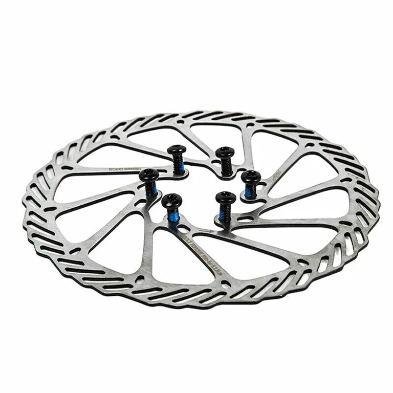 Close-up of 160mm Avid G3 brake disc, stainless steel material