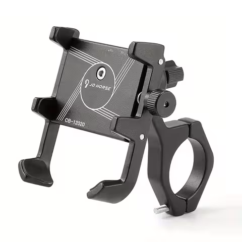 Adjustable Phone Holder for Motorcycle, Bicycle, Electric Scooter, and ATV – Black Aluminum