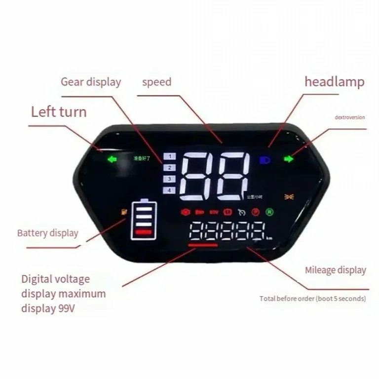 Multifunction LCD Screen for Scooters and E-Bikes Multifunction display with indicators, speed, and battery level