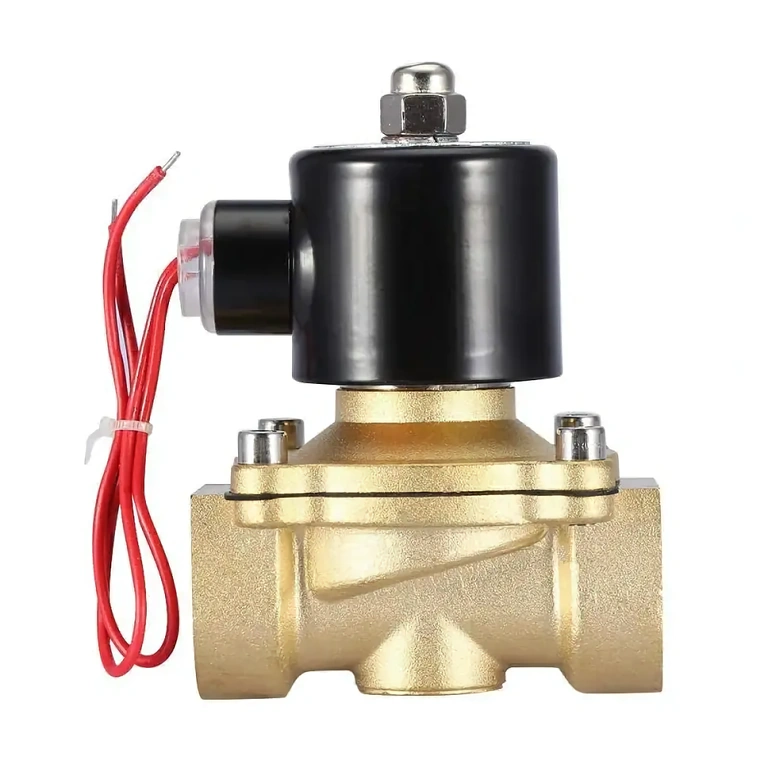 Brass body solenoid valve, 1-inch, 220V, side view