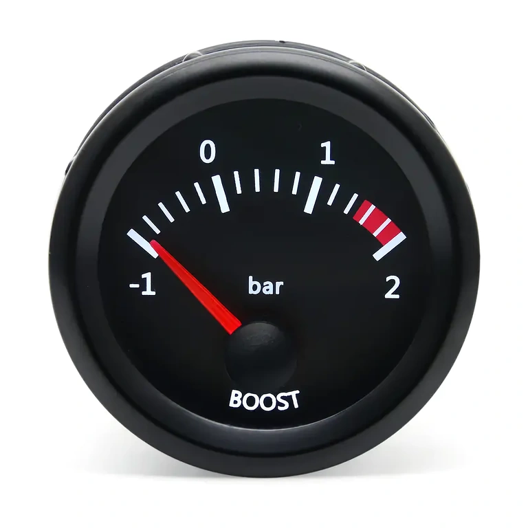 Boost gauge for measuring turbo pressure in a car engine