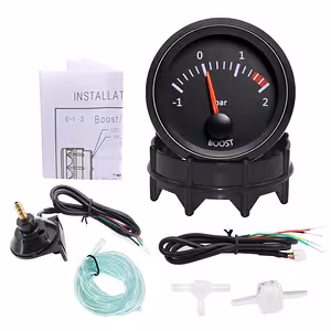 2 Bar Turbo Boost Pressure Gauge – 52mm Turbo Meter with Indicator and Mounting Bracket