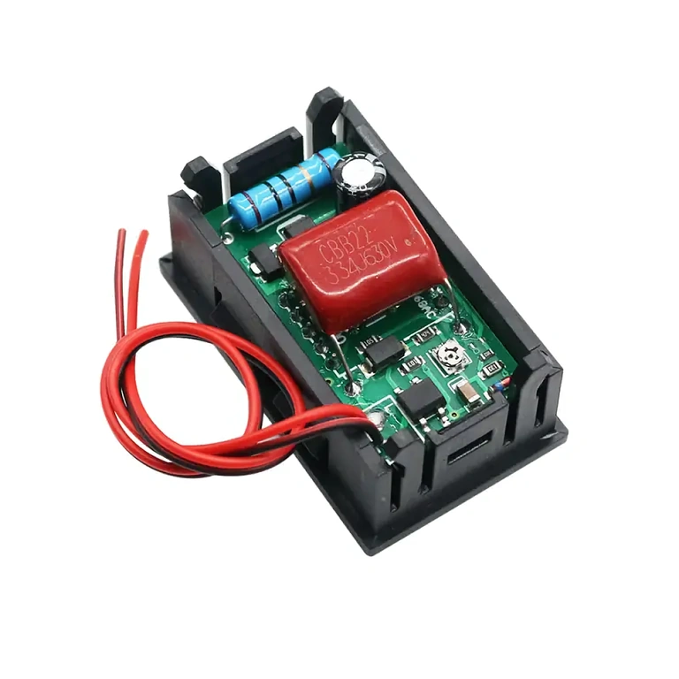 Rear view showing electronic components of digital voltmeter