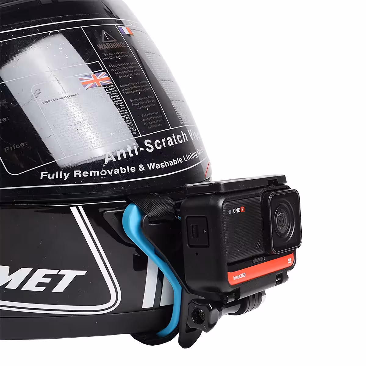 Robust mount for GoPro on motorcycle helmet