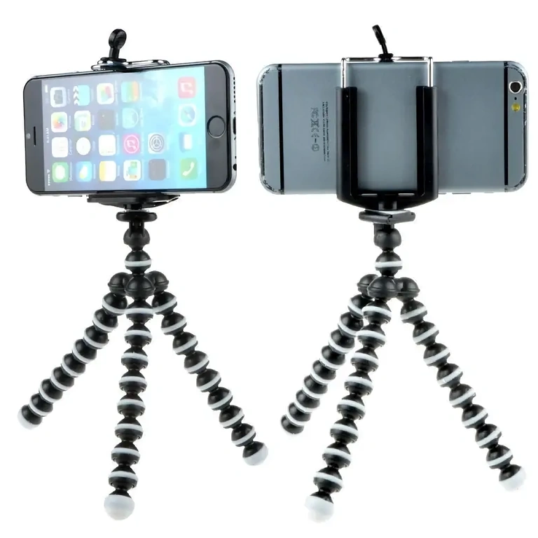Flexible tripod with universal mount for mobile phone and camera