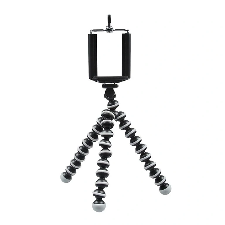 Portable, flexible tripod with 360° rotating articulated legs
