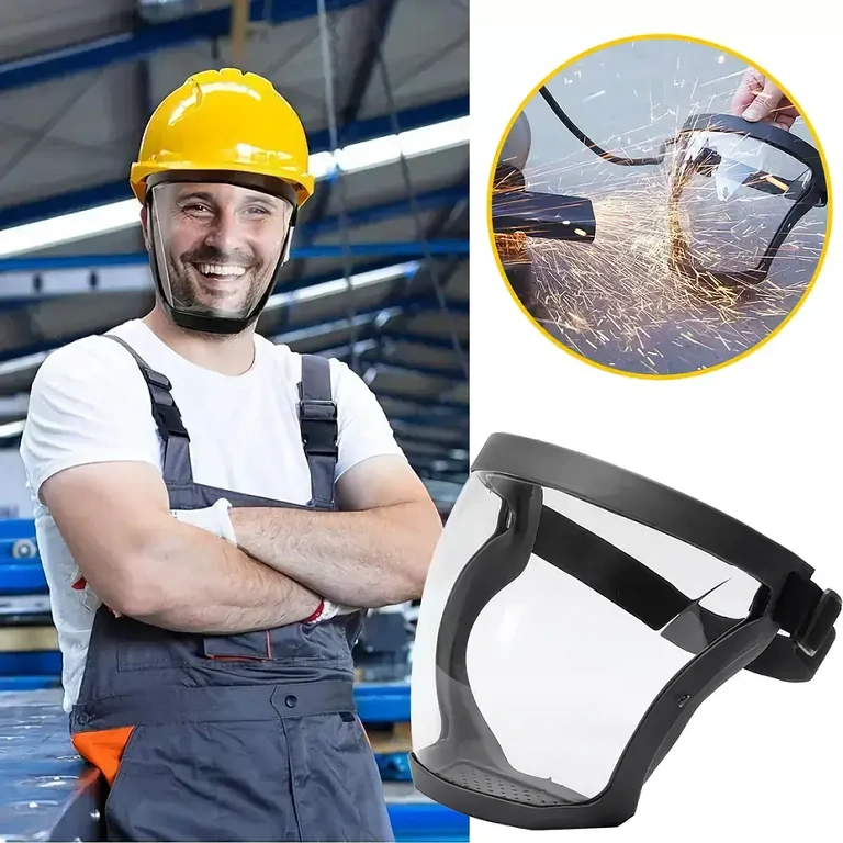 Face protection mask with dust filter used in construction work