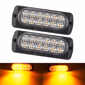 Yellow LED Auto Strobes 12V–24V – Professional Flashers for Grille, Front Bumper, Truck, ATV, Car