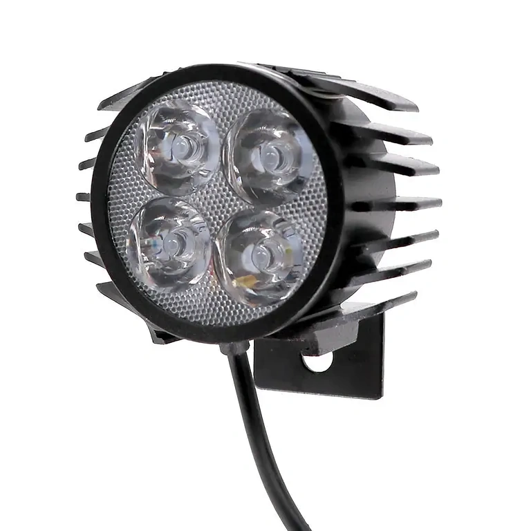 LED headlight for scooters and bikes, front view, different light