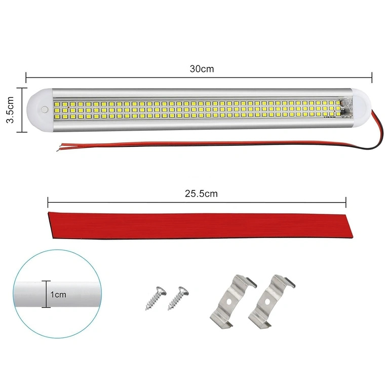 Image with detailed dimensions of the car LED lamp: length, width, and thickness