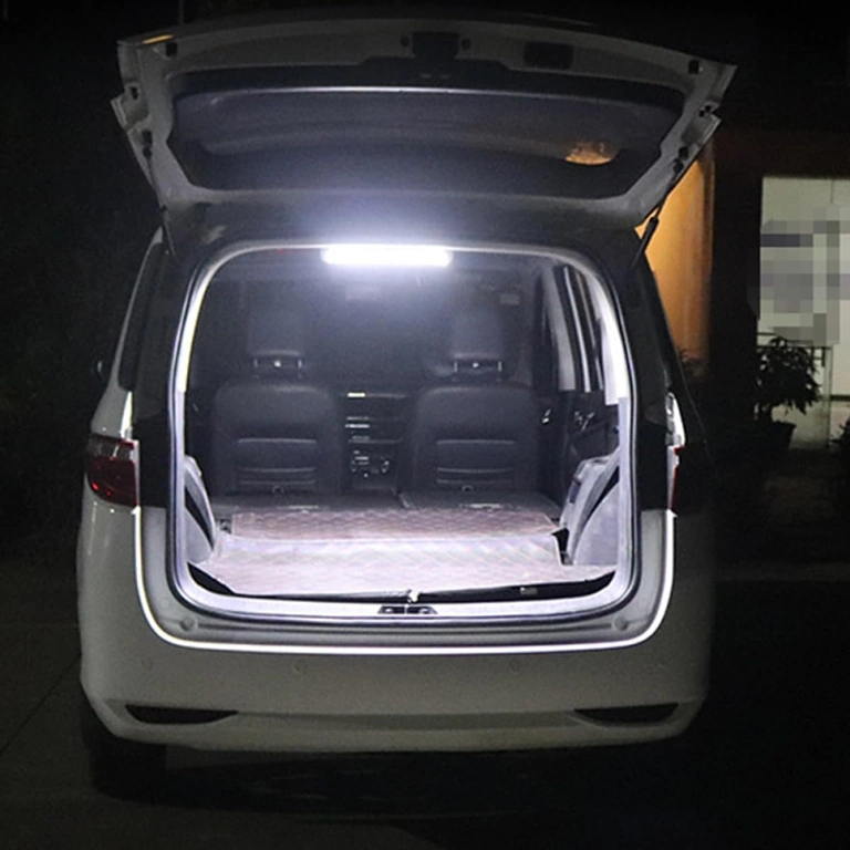 LED lamp installed in car trunk, providing clear illumination