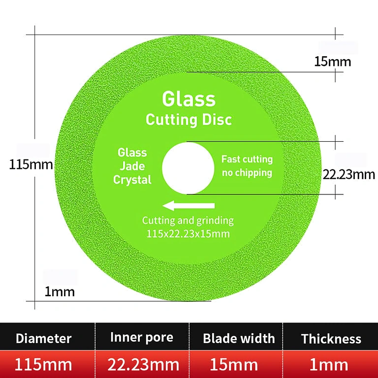 Photo showing exact dimensions of the diamond disc