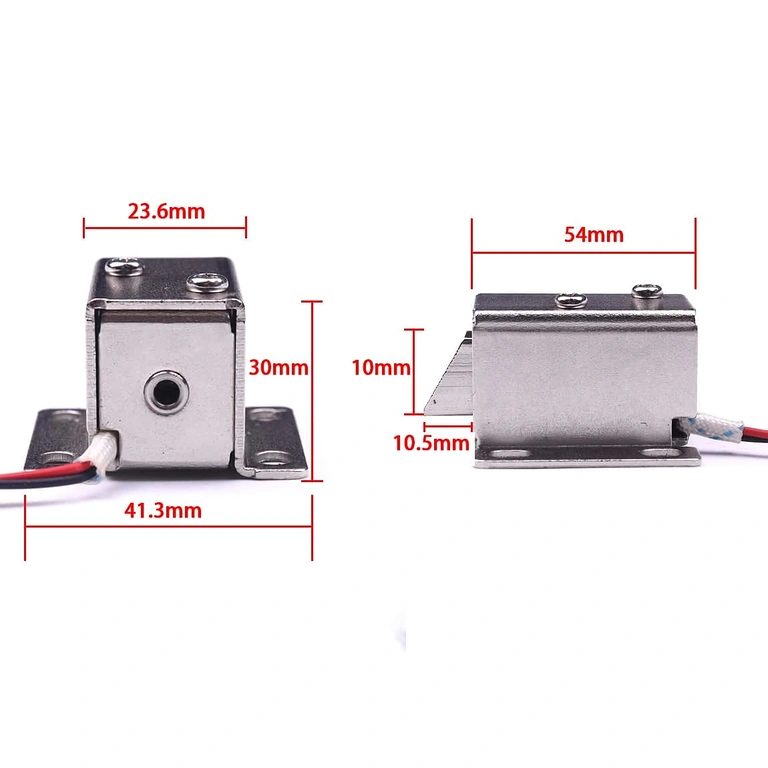 Dimensions of 12V electromagnetic lock displayed in image