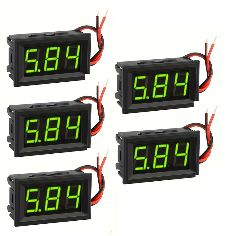 Set of 5 digital panel voltmeters 5V-120V for DC voltage measurement