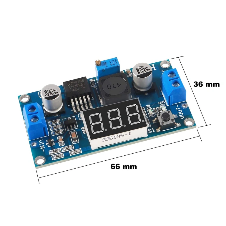 LM2596 module dimensions LM2596 voltage converter dimensions – 66x36x11mm