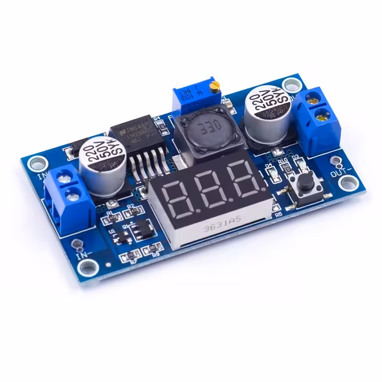 LM2596 Step-Down DC-DC Buck Converter with Display – Adjustable Voltage 1.25V–37V 3A