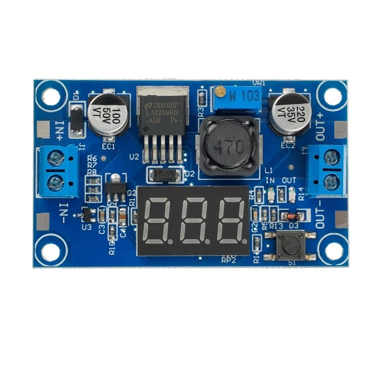 LM2596 module – front view LM2596 step-down module with display – front view
