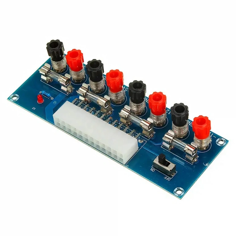 Voltage distribution board from ATX supply with labeled sockets