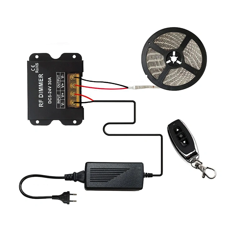 Wiring diagram for DC LED strip dimmer 5V 12V 24V 30A