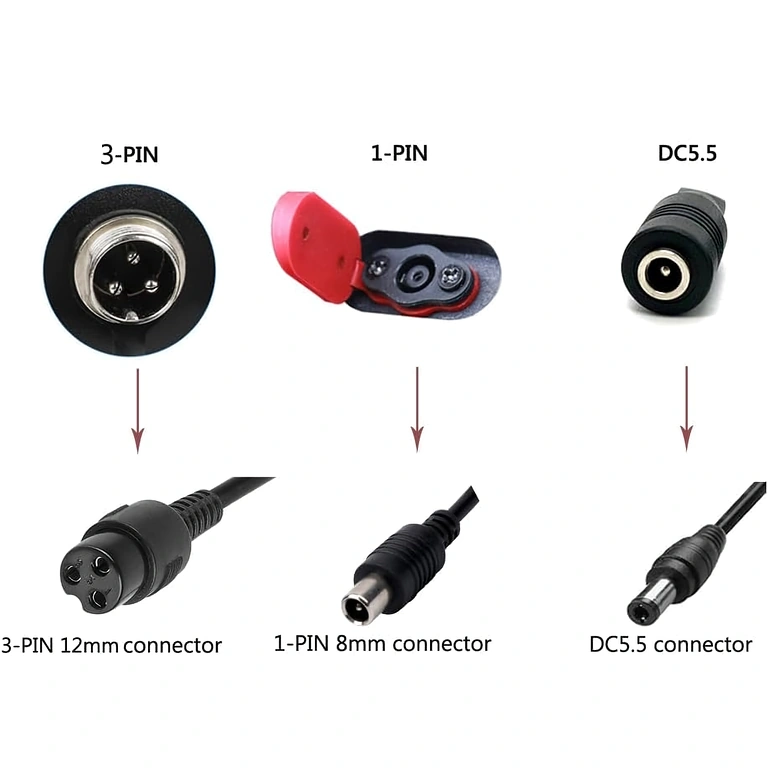 36V–42V 3A charger for Xiaomi and Segway-Ninebot scooters, 8mm coaxial plug