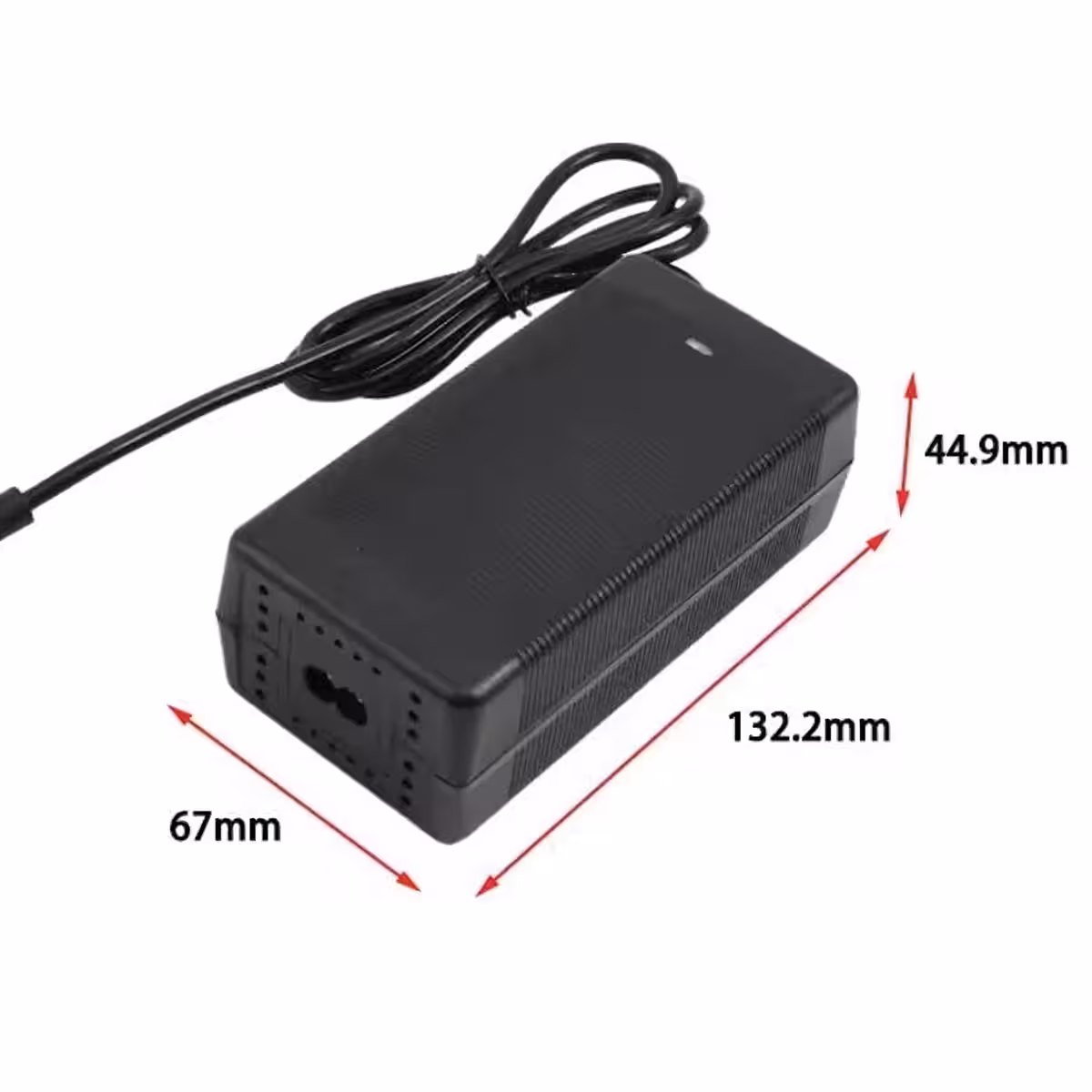 60V–67.2V 2A charger, compact and portable design, silent fan, multiple protections