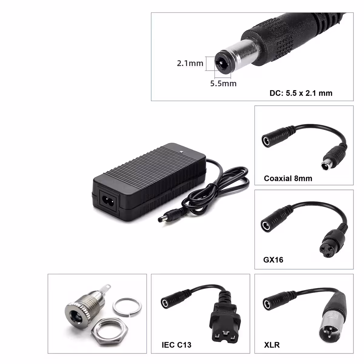 DC 5.5×2.1mm connector for 24V Li-Ion charger – suitable for scooters and bikes
