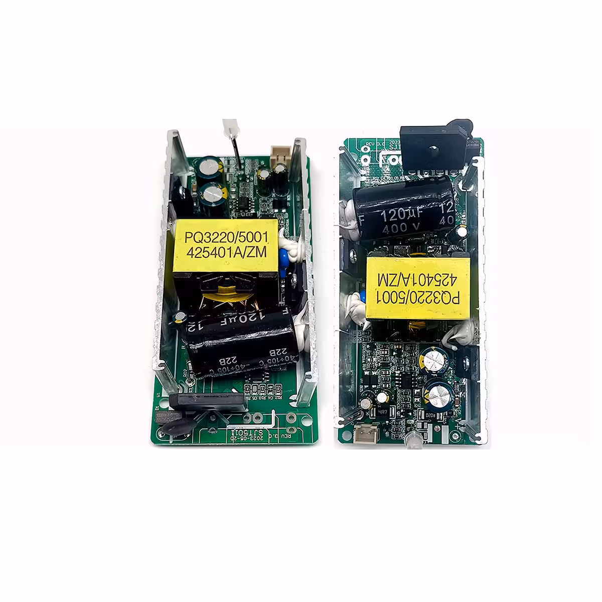 Electronic board of 24V 2A charger – visible components and protections