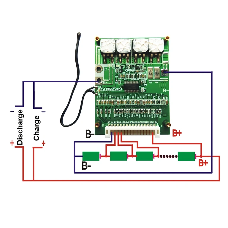 BMS 14S 52V Wiring Diagram Electrical diagram for connecting BMS 14S 52V to Li-Ion cells