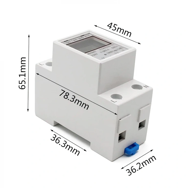 DIN rail pass-through meter, compact size and lightweight
