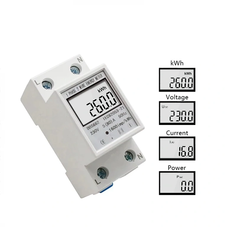Single-phase meter for residential and industrial use with digital display