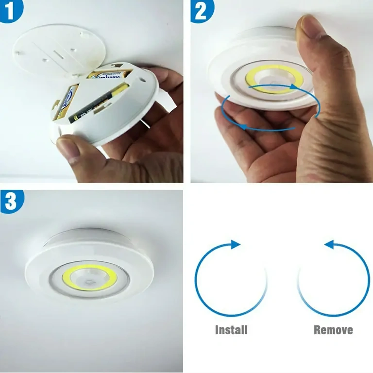 LED spots with adhesive strip included for wall or furniture mounting